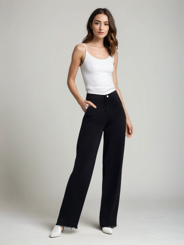 Kavea™ | Eleganta Svart Jeans med Rå Finish